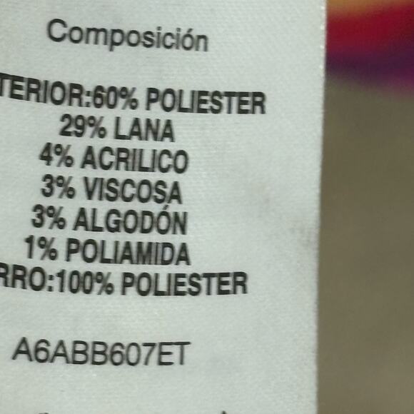 Basement Long Over Coat Wool Blend Retro 90s Plaid Colorful Size S Pink - Picture 5 of 5